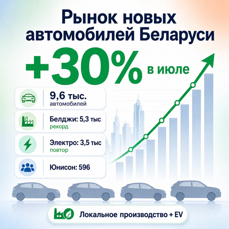 Рынок новых автомобилей Беларуси в июле вырос на 30% — БАА Рынок новых автомобилей Беларуси в июле вырос на 30% — БАА