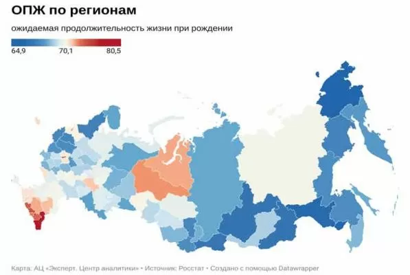 При этом регионы с наименьшим потреблением табака совпадали с регионами-лидерами по ожидаемой продолжительности здоровой жизни (ОПЗЖ)