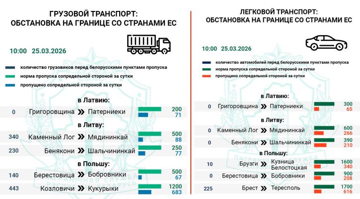 Около 1,4 тыс транспортных средств ожидают въезда в Литву и Польшу — Госпогранкомитет Около 1,4 тыс транспортных средств ожидают въезда в Литву и Польшу — Госпогранкомитет